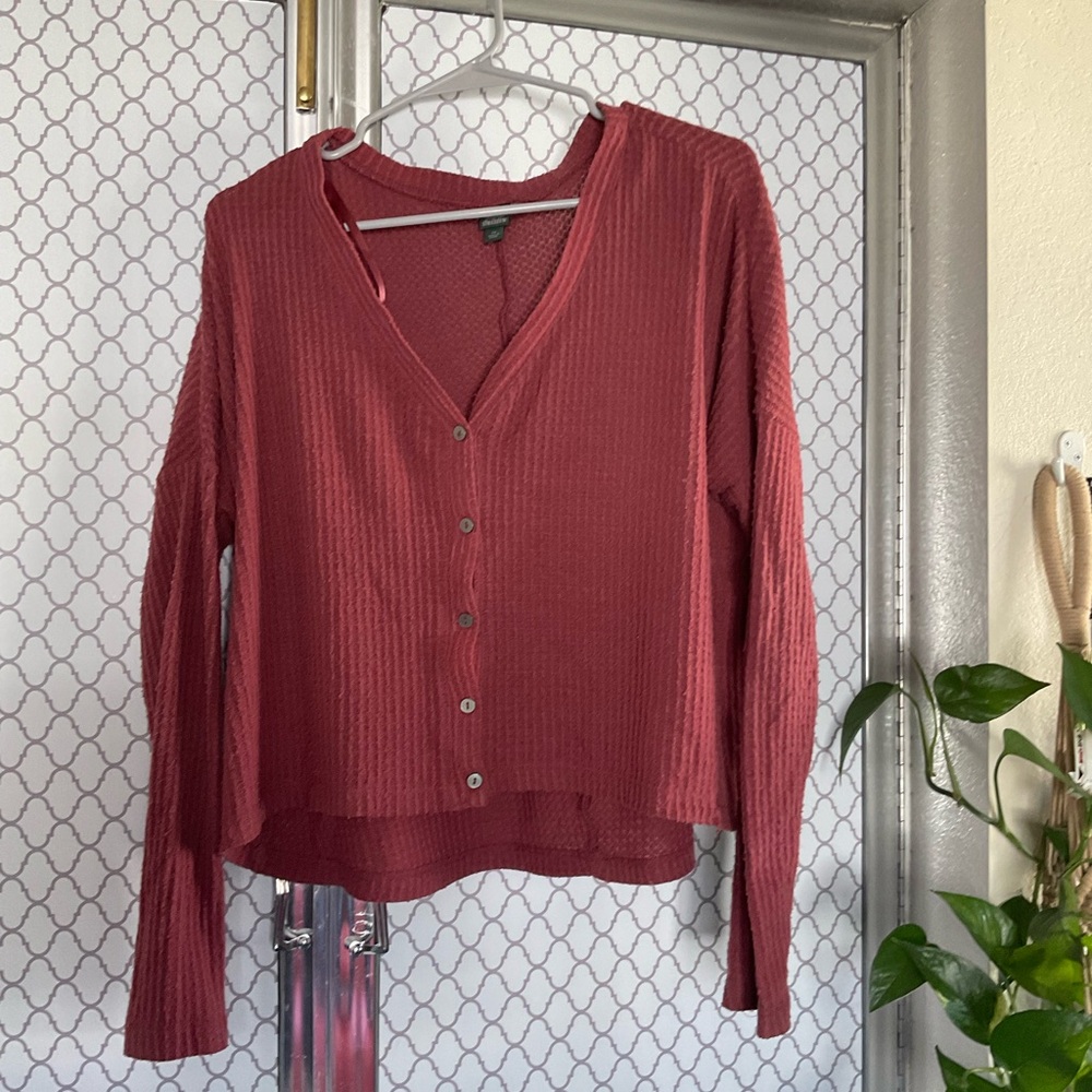 Red Button-Up Top - Picture 2 of 3